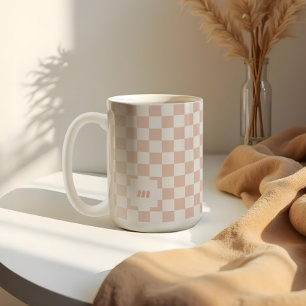 Mug Monogramme Retro Moderne À damiers Motif Personnal