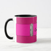 Mug Monogramme rose à la mode de léopard et de (Gauche)