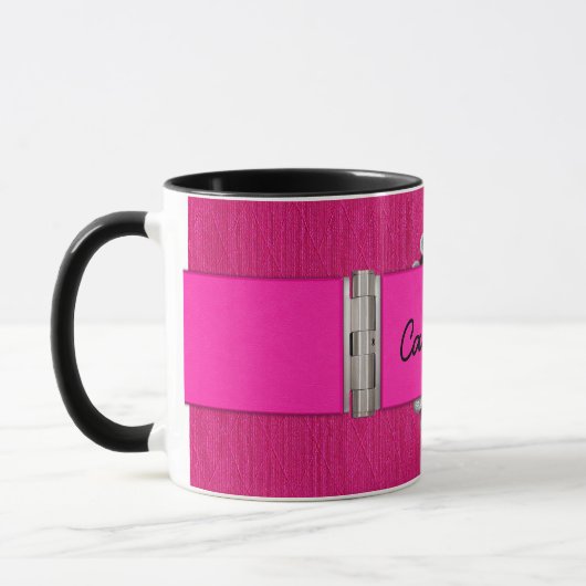 Mug Monogramme rose à la mode de léopard et de (Gauche)