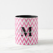 Mug Monogramme rose blanc Chevron (Centre)