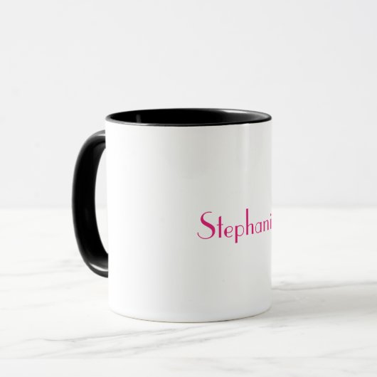 Mug Monogramme Rose Blanc Personnalisé Nom Fête Favori (Devant gauche)