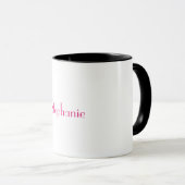 Mug Monogramme Rose Blanc Personnalisé Nom Fête Favori (Devant droit)