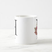 Mug Monogramme Rose Bohème Féminin Floral Initiale H (Centre)