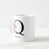 Mug Monogramme Rose Boho Féminin Floral Initial Q (Devant gauche)