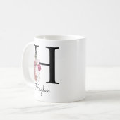 Mug Monogramme rose Boho girly floral initiale H (Devant gauche)