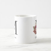 Mug Monogramme Rose Boho Girly Floral Initiale M (Centre)