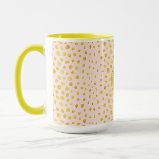 Mug Monogramme rose chic d'impression de guépard de (Gauche)