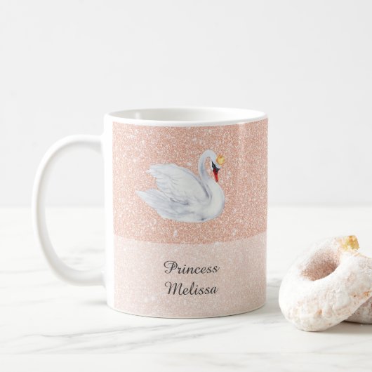 Mug Monogramme Rose  de princesse de cygne Parties sci (Avec donut)