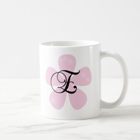 Mug Monogramme rose E de fleur (Droite)