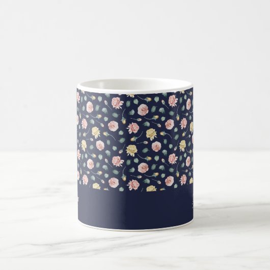 Mug Monogramme | Rose éparpillé Blue Floral Custom (Centre)