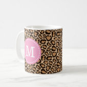 Mug Monogramme rose et Empreinte de léopard personnali (Devant gauche)
