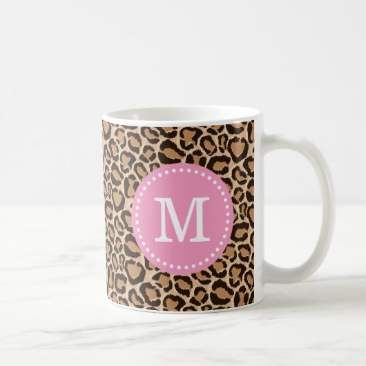 Mug Monogramme rose et Empreinte de léopard personnali (Droite)