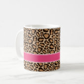 Mug Monogramme rose et Empreinte de léopard personnali (Devant gauche)