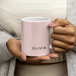 Mug Monogramme rose et nom personnalisé   Personnalisé