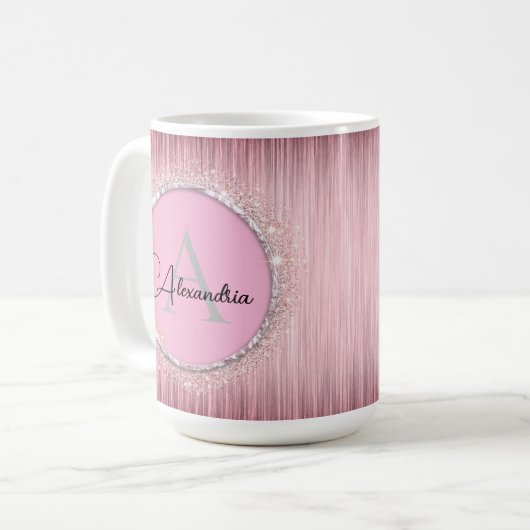 Mug Monogramme rose Fille Rosée (Devant gauche)