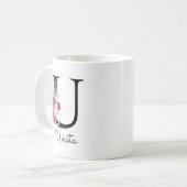 Mug Monogramme Rose Fleur Initiale U (Devant gauche)