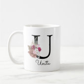 Mug Monogramme Rose Fleur Initiale U (Gauche)