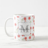 Mug Monogramme rose Floral Personnalisé (Gauche)