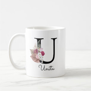 Mug Monogramme rose Floral U initial