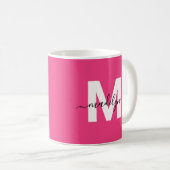 Mug Monogramme Rose Foncé (Devant droit)