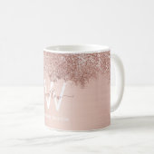 Mug Monogramme rose Gold Blush Rose Girl Parties scint (Devant droit)