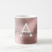 Mug Monogramme rose Gold Sparkle Foil Nom et initiale (Centre)
