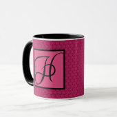 Mug Monogramme rose H de damassé (Devant gauche)