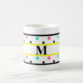 Mug Monogramme rose jaune Pois Turquoise (Centre)