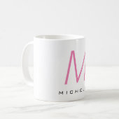 Mug Monogramme rose moderne Votre nom (Devant gauche)