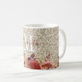 Mug Monogramme Rose or Floral Lumière Parties scintill (Devant droit)