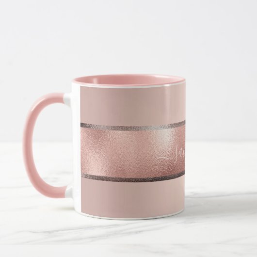 Mug monogramme rose or rose élégant (Gauche)