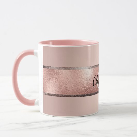 Mug monogramme rose or rose élégant (Gauche)