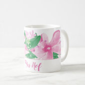 Mug Monogramme Rose Orchidée Florale (Devant droit)