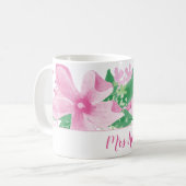 Mug Monogramme Rose Orchidée Florale (Devant gauche)