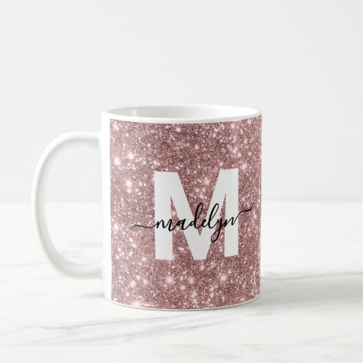 Mug Monogramme rose Parties scintillant or (Gauche)