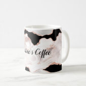 Mug Monogramme Rose Parties scintillant or Agate noir  (Devant droit)