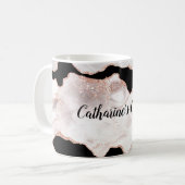 Mug Monogramme Rose Parties scintillant or Agate noir  (Devant gauche)