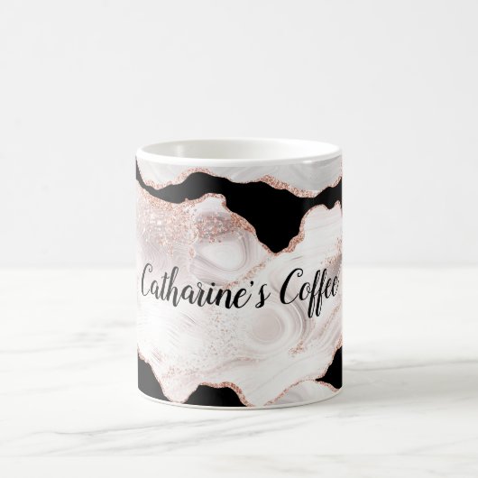 Mug Monogramme Rose Parties scintillant or Agate noir  (Centre)