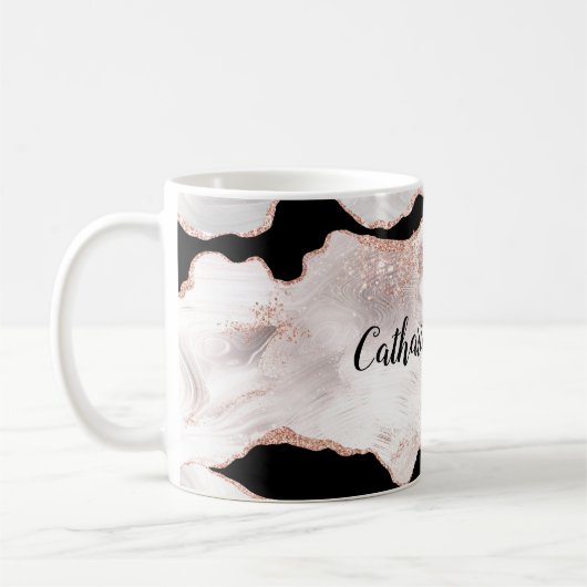 Mug Monogramme Rose Parties scintillant or Agate noir  (Gauche)