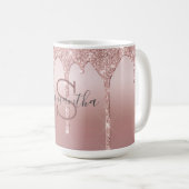 Mug Monogramme Rose Parties scintillant or Drift Blush (Devant droit)