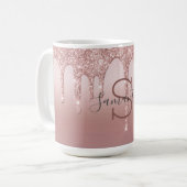 Mug Monogramme Rose Parties scintillant or Drift Blush (Devant gauche)