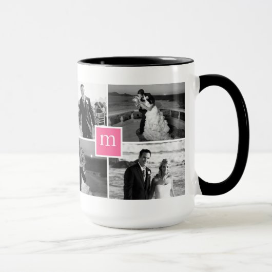 Mug Monogramme rose Photo Collage Love (Droite)
