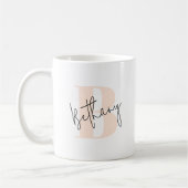 Mug Monogramme rose poudré élégant moderne (Gauche)