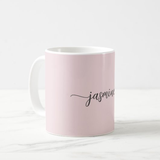 Mug Monogramme rose rose élégant Nom Signature Café (Devant gauche)