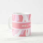 Mug Monogramme rose rose moderne Personnaliser la fill (Devant gauche)