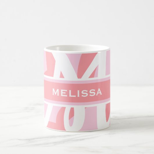 Mug Monogramme rose rose moderne Personnaliser la fill (Centre)