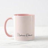 Mug Monogramme rose vif moderne Nom Signature Script (Gauche)