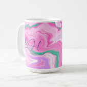 Mug Monogramme rose, violet, Mint vert Marbre Art (Devant gauche)