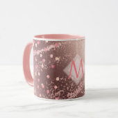 Mug Monogramme ROSEGOLD Métallurgie Foil Confetti Look (Devant gauche)
