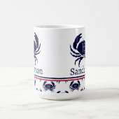 Mug Monogramme Rouge Blanc Marine Bleu Crabe Nautique (Centre)